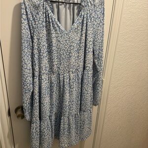 Blue and White Leopard Print Dress